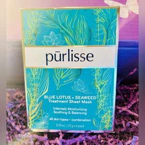 Purlisse Blue Lotus + Seaweed Treatment Sheet Mask - Mask Set, Pack of 6